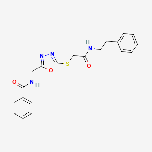 molecular formula C20H20N4O3S B2756702 N-{[5-({[(2-phenylethyl)carbamoyl]methyl}sulfanyl)-1,3,4-oxadiazol-2-yl]methyl}benzamide CAS No. 872613-56-4