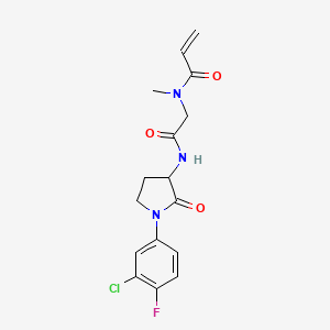 molecular formula C16H17ClFN3O3 B2756715 N-[2-[[1-(3-Chloro-4-fluorophenyl)-2-oxopyrrolidin-3-yl]amino]-2-oxoethyl]-N-methylprop-2-enamide CAS No. 2197233-23-9