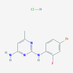 molecular formula C11H11BrClFN4 B2756751 N2-(4-bromo-2-fluorophenyl)-6-methylpyrimidine-2,4-diamine hydrochloride CAS No. 1396564-75-2