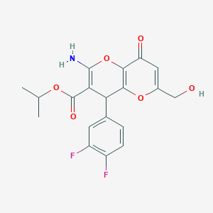 molecular formula C19H17F2NO6 B2756796 Isopropyl 2-amino-4-(3,4-difluorophenyl)-6-(hydroxymethyl)-8-oxo-4,8-dihydropyrano[3,2-b]pyran-3-carboxylate CAS No. 924849-61-6