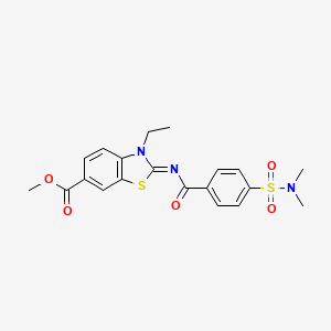 molecular formula C20H21N3O5S2 B2756812 methyl (2Z)-2-{[4-(dimethylsulfamoyl)benzoyl]imino}-3-ethyl-2,3-dihydro-1,3-benzothiazole-6-carboxylate CAS No. 850909-32-9