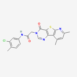 molecular formula C20H17ClN4O2S B2756829 N-(3-chloro-4-methylphenyl)-2-(11,13-dimethyl-6-oxo-8-thia-3,5,10-triazatricyclo[7.4.0.02,7]trideca-1(9),2(7),3,10,12-pentaen-5-yl)acetamide CAS No. 869466-36-4