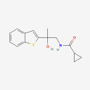 molecular formula C15H17NO2S B2756842 N-[2-(1-benzothiophen-2-yl)-2-hydroxypropyl]cyclopropanecarboxamide CAS No. 2034359-14-1