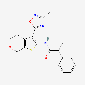 molecular formula C20H21N3O3S B2756865 N-[3-(3-methyl-1,2,4-oxadiazol-5-yl)-4H,5H,7H-thieno[2,3-c]pyran-2-yl]-2-phenylbutanamide CAS No. 2034244-95-4
