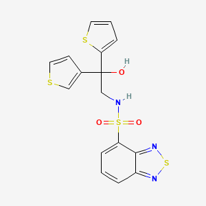 molecular formula C16H13N3O3S4 B2756888 N-(2-hydroxy-2-(thiophen-2-yl)-2-(thiophen-3-yl)ethyl)benzo[c][1,2,5]thiadiazole-4-sulfonamide CAS No. 2034401-54-0