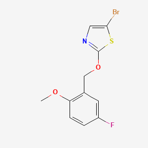 molecular formula C11H9BrFNO2S B2756898 5-Bromo-2-[(5-fluoro-2-methoxyphenyl)methoxy]-1,3-thiazole CAS No. 1800013-75-5