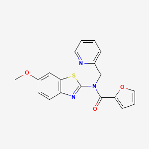 molecular formula C19H15N3O3S B2756916 N-(6-methoxybenzo[d]thiazol-2-yl)-N-(pyridin-2-ylmethyl)furan-2-carboxamide CAS No. 942003-06-7