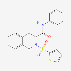 molecular formula C20H18N2O3S2 B2756920 N-phenyl-2-(thiophen-2-ylsulfonyl)-1,2,3,4-tetrahydroisoquinoline-3-carboxamide CAS No. 1008039-31-3