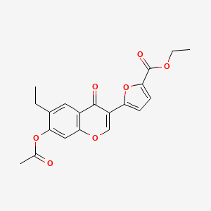 molecular formula C20H18O7 B2756925 ethyl 5-[7-(acetyloxy)-6-ethyl-4-oxo-4H-chromen-3-yl]furan-2-carboxylate CAS No. 104150-70-1
