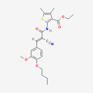 molecular formula C24H28N2O5S B2756938 ethyl 2-[3-(4-butoxy-3-methoxyphenyl)-2-cyanoprop-2-enamido]-4,5-dimethylthiophene-3-carboxylate CAS No. 380434-35-5