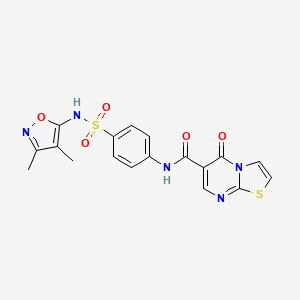 molecular formula C18H15N5O5S2 B2756942 N-(4-(N-(3,4-dimethylisoxazol-5-yl)sulfamoyl)phenyl)-5-oxo-5H-thiazolo[3,2-a]pyrimidine-6-carboxamide CAS No. 851944-18-8