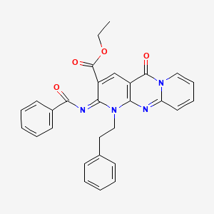 molecular formula C29H24N4O4 B2756954 ethyl 6-benzoylimino-2-oxo-7-(2-phenylethyl)-1,7,9-triazatricyclo[8.4.0.03,8]tetradeca-3(8),4,9,11,13-pentaene-5-carboxylate CAS No. 534584-29-7