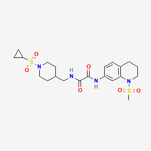 molecular formula C21H30N4O6S2 B2756967 N'-{[1-(cyclopropanesulfonyl)piperidin-4-yl]methyl}-N-(1-methanesulfonyl-1,2,3,4-tetrahydroquinolin-7-yl)ethanediamide CAS No. 1286698-98-3