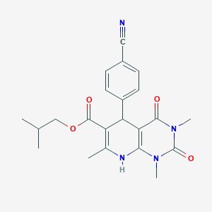 molecular formula C22H24N4O4 B2756984 Isobutyl 5-(4-cyanophenyl)-1,3,7-trimethyl-2,4-dioxo-1,2,3,4,5,8-hexahydropyrido[2,3-d]pyrimidine-6-carboxylate CAS No. 868144-39-2