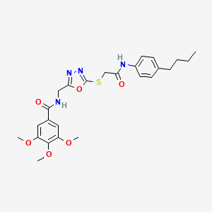 molecular formula C25H30N4O6S B2757031 N-{[5-({[(4-BUTYLPHENYL)CARBAMOYL]METHYL}SULFANYL)-1,3,4-OXADIAZOL-2-YL]METHYL}-3,4,5-TRIMETHOXYBENZAMIDE CAS No. 851784-33-3