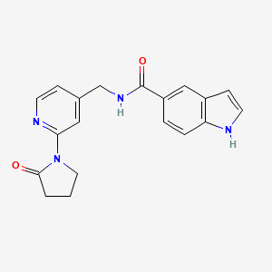 molecular formula C19H18N4O2 B2757043 N-((2-(2-oxopyrrolidin-1-yl)pyridin-4-yl)methyl)-1H-indole-5-carboxamide CAS No. 2176152-20-6