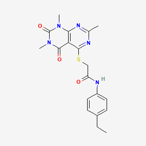 molecular formula C19H21N5O3S B2757099 N-(4-ethylphenyl)-2-({2,6,8-trimethyl-5,7-dioxo-5H,6H,7H,8H-[1,3]diazino[4,5-d]pyrimidin-4-yl}sulfanyl)acetamide CAS No. 852168-07-1