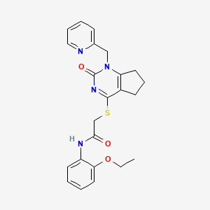 molecular formula C23H24N4O3S B2757100 N-(2-ethoxyphenyl)-2-((2-oxo-1-(pyridin-2-ylmethyl)-2,5,6,7-tetrahydro-1H-cyclopenta[d]pyrimidin-4-yl)thio)acetamide CAS No. 899747-37-6