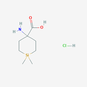 molecular formula C8H18ClNO2Si B2757109 4-Amino-1,1-dimethylsilinane-4-carboxylic acid;hydrochloride CAS No. 2416242-90-3