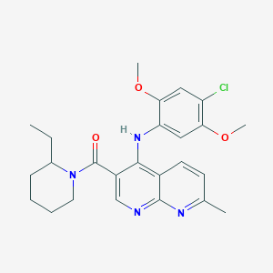 molecular formula C25H29ClN4O3 B2757116 N-(4-chloro-2,5-dimethoxyphenyl)-3-(2-ethylpiperidine-1-carbonyl)-7-methyl-1,8-naphthyridin-4-amine CAS No. 1251564-87-0