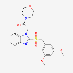 molecular formula C22H25N3O6S B2757117 2-(2-((3,5-dimethoxybenzyl)sulfonyl)-1H-benzo[d]imidazol-1-yl)-1-morpholinoethanone CAS No. 886906-39-4