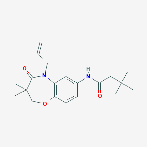 molecular formula C20H28N2O3 B2757124 N-(5-allyl-3,3-dimethyl-4-oxo-2,3,4,5-tetrahydrobenzo[b][1,4]oxazepin-7-yl)-3,3-dimethylbutanamide CAS No. 921790-94-5