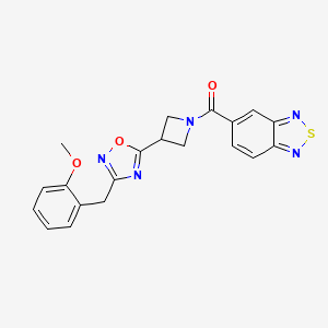 molecular formula C20H17N5O3S B2757131 5-(3-{3-[(2-methoxyphenyl)methyl]-1,2,4-oxadiazol-5-yl}azetidine-1-carbonyl)-2,1,3-benzothiadiazole CAS No. 1396888-82-6
