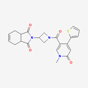 molecular formula C22H21N3O4S B2757157 2-{1-[1-methyl-6-oxo-4-(thiophen-2-yl)-1,6-dihydropyridine-3-carbonyl]azetidin-3-yl}-2,3,3a,4,7,7a-hexahydro-1H-isoindole-1,3-dione CAS No. 1904237-18-8