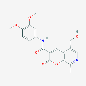 molecular formula C19H18N2O6 B2757174 N-(3,4-dimethoxyphenyl)-5-(hydroxymethyl)-8-methyl-2-oxo-2H-pyrano[2,3-c]pyridine-3-carboxamide CAS No. 443117-49-5