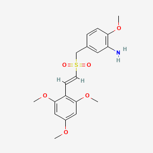 molecular formula C19H23NO6S B2757178 (E)-2-methoxy-5-(((2,4,6-trimethoxystyryl)sulfonyl)methyl)aniline CAS No. 592542-50-2