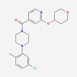 molecular formula C22H26ClN3O3 B2757198 1-(5-chloro-2-methylphenyl)-4-[2-(oxan-4-yloxy)pyridine-4-carbonyl]piperazine CAS No. 2034391-79-0