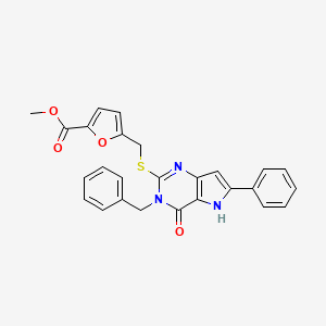 molecular formula C26H21N3O4S B2757204 methyl 5-(((3-benzyl-4-oxo-6-phenyl-4,5-dihydro-3H-pyrrolo[3,2-d]pyrimidin-2-yl)thio)methyl)furan-2-carboxylate CAS No. 1115499-76-7