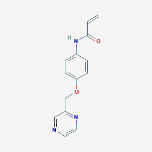 molecular formula C14H13N3O2 B2757219 N-[4-(Pyrazin-2-ylmethoxy)phenyl]prop-2-enamide CAS No. 2361645-91-0