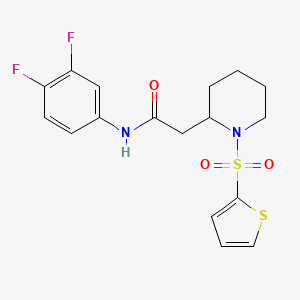 molecular formula C17H18F2N2O3S2 B2757222 N-(3,4-difluorophenyl)-2-(1-(thiophen-2-ylsulfonyl)piperidin-2-yl)acetamide CAS No. 1105235-86-6