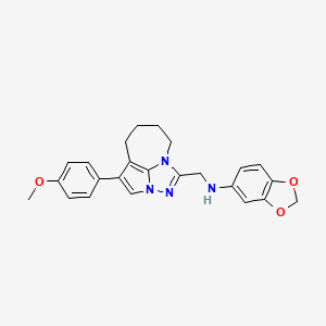 molecular formula C24H24N4O3 B2757244 N-((1-(4-methoxyphenyl)-5,6,7,8-tetrahydro-2a,3,4a-triazacyclopenta[cd]azulen-4-yl)methyl)benzo[d][1,3]dioxol-5-amine CAS No. 877814-18-1
