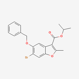 molecular formula C20H19BrO4 B2757252 Propan-2-yl 5-(benzyloxy)-6-bromo-2-methyl-1-benzofuran-3-carboxylate CAS No. 308295-73-0