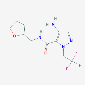 molecular formula C11H15F3N4O2 B2757269 4-amino-N-[(oxolan-2-yl)methyl]-1-(2,2,2-trifluoroethyl)-1H-pyrazole-5-carboxamide CAS No. 2101199-25-9