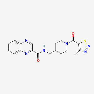 molecular formula C19H20N6O2S B2757295 N-((1-(4-methyl-1,2,3-thiadiazole-5-carbonyl)piperidin-4-yl)methyl)quinoxaline-2-carboxamide CAS No. 1235208-02-2