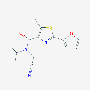 molecular formula C14H15N3O2S B2757328 N-(cyanomethyl)-2-(furan-2-yl)-5-methyl-N-(propan-2-yl)-1,3-thiazole-4-carboxamide CAS No. 1394751-07-5