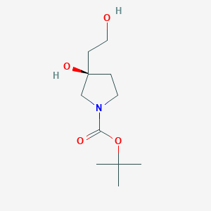 molecular formula C11H21NO4 B2757336 Tert-butyl (3R)-3-hydroxy-3-(2-hydroxyethyl)pyrrolidine-1-carboxylate CAS No. 1047675-68-2