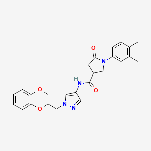 molecular formula C25H26N4O4 B2757343 N-{1-[(2,3-dihydro-1,4-benzodioxin-2-yl)methyl]-1H-pyrazol-4-yl}-1-(3,4-dimethylphenyl)-5-oxopyrrolidine-3-carboxamide CAS No. 1797875-51-4