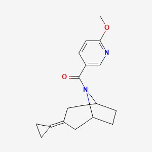 B2757350 3-Cyclopropylidene-8-(6-methoxypyridine-3-carbonyl)-8-azabicyclo[3.2.1]octane CAS No. 2175978-38-6