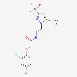 molecular formula C17H16Cl2F3N3O2 B2757372 N-(2-(5-cyclopropyl-3-(trifluoromethyl)-1H-pyrazol-1-yl)ethyl)-2-(2,4-dichlorophenoxy)acetamide CAS No. 1798028-65-5