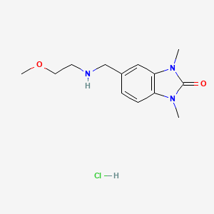 molecular formula C13H20ClN3O2 B2757374 5-[(2-Methoxy-ethylamino)-methyl]-1,3-dimethyl-1,3-dihydro-benzoimidazol-2-one hydrochloride CAS No. 1050208-79-1