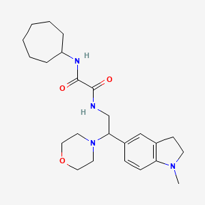 molecular formula C24H36N4O3 B2757390 N1-cycloheptyl-N2-(2-(1-methylindolin-5-yl)-2-morpholinoethyl)oxalamide CAS No. 922557-09-3