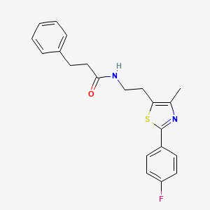 molecular formula C21H21FN2OS B2757393 N-{2-[2-(4-fluorophenyl)-4-methyl-1,3-thiazol-5-yl]ethyl}-3-phenylpropanamide CAS No. 946327-88-4