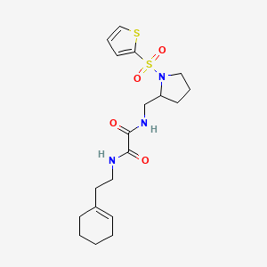 molecular formula C19H27N3O4S2 B2757410 N'-[2-(cyclohex-1-en-1-yl)ethyl]-N-{[1-(thiophene-2-sulfonyl)pyrrolidin-2-yl]methyl}ethanediamide CAS No. 896279-72-4
