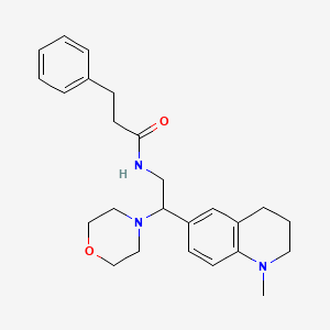 molecular formula C25H33N3O2 B2757415 N-[2-(1-methyl-1,2,3,4-tetrahydroquinolin-6-yl)-2-(morpholin-4-yl)ethyl]-3-phenylpropanamide CAS No. 921895-91-2