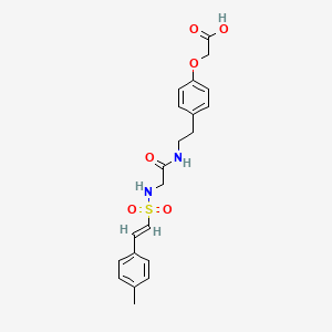 molecular formula C21H24N2O6S B2757431 2-[4-[2-[[2-[[(E)-2-(4-Methylphenyl)ethenyl]sulfonylamino]acetyl]amino]ethyl]phenoxy]acetic acid CAS No. 1445755-93-0