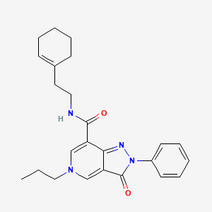 molecular formula C24H28N4O2 B2757461 N-(2-(cyclohex-1-en-1-yl)ethyl)-3-oxo-2-phenyl-5-propyl-3,5-dihydro-2H-pyrazolo[4,3-c]pyridine-7-carboxamide CAS No. 923185-09-5